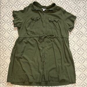 Croft & Barrow Olive Button-Up Dress